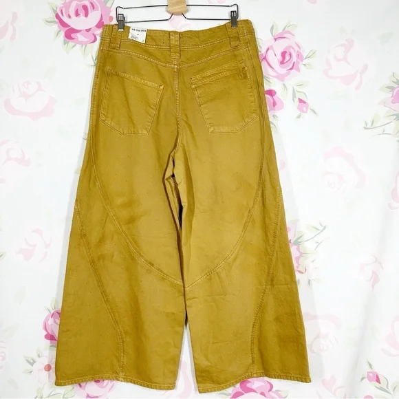 NEW Free People We The Free Chill Vibes Dropped Wide Leg Khaki Scout Jeans 31 - Picture 10 of 11